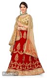 Kajal Enterprises *Stylish Red Semi-Stitched Border With Embroidered Blouse Gota Lehenga Choli Set - Red, Free