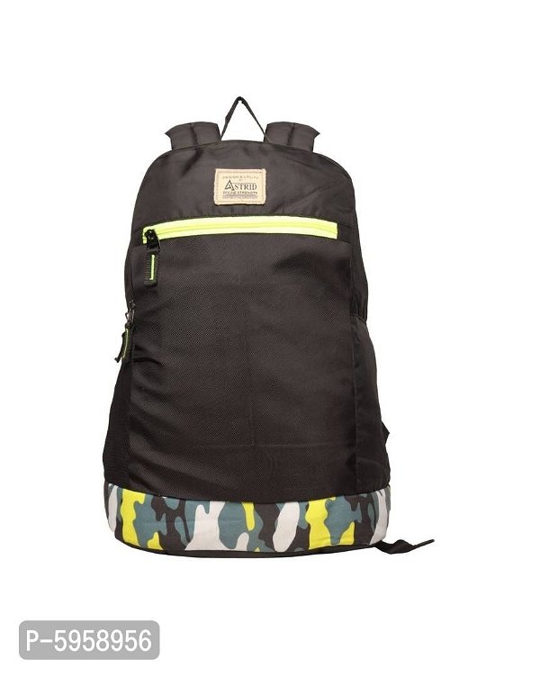 SAAV TEX INDIA Stylish Polyester Black Solid Medium Size Backpack For Women* - Black, Medium