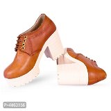 Women Trendy Tan Synthetic Solid Heeled Boots* - Tan, UK7