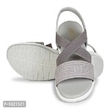 Elegant Rubber Grey Embellished Wedges Heel Style Sandals For Women* - Grey, EURO37