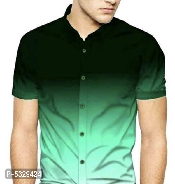 Trendy Rayon Printed Stitched Shirt for Men* - Green, L