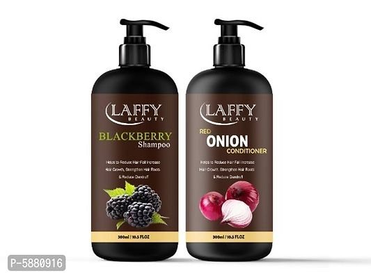 LAFFY Blackberry Shampoo+Red Onion Conditioner - No Parabens, Minerals Silicones & Color -With Dht Blockers, 600 ml | (Pack Of 2 - 600 ML