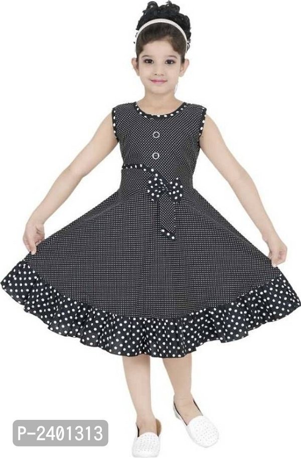 GIRLS BLACK COTTON FROCK - Cashback on Axis Bank credit cards T&C apply, Black, 6 - 7 Years