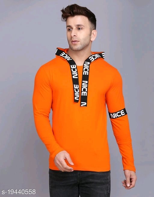 SHAPPHR Typography Men HoodedNeck Orange Tshirt - XL, available