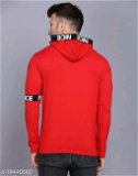 SHAPPHR Typography Men HoodedNeck Red Tshirt - L, available