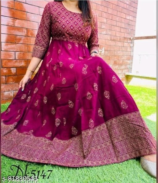 Maroon print Gown - XL, available