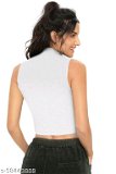 Sleeveless Casual Striped WhitePolyester Blend Crop Top (18"Inches) - XL, available