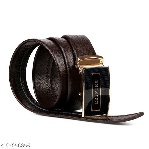 Men's Adjustable Belts Tanned Leather with Distinctive Buckle